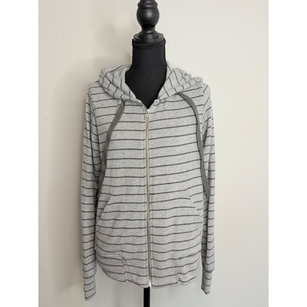 Sundryโ Women's Grey Striped Full Zip Hoodie Size M
